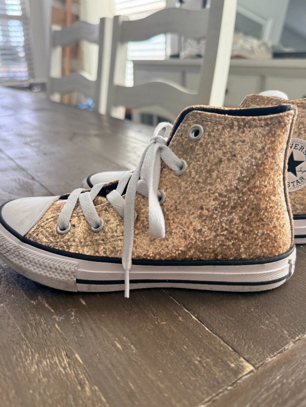 Converse Kids Chuck Taylor All Star Gold Glitter High Top Sneakers - Size 12Y